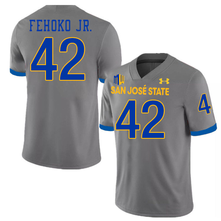 San Jose State Spartans #42 Viliami Fehoko Jr. College Football Jerseys,Uniforms-Grey